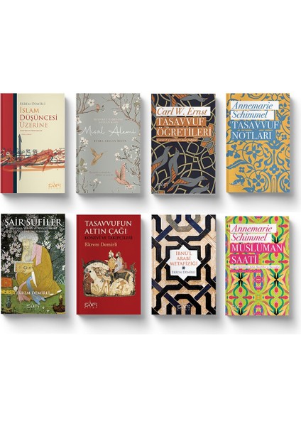 Tasavvuf Düşüncesi Seti (8 Kitap) Islam Düşüncesi Üzerine - Misal Alemi - Tasavvuf Öğretileri - Şair Sûfîler - Tasavvufun Altın Çağı - Ibnül Arabı Metafiziği