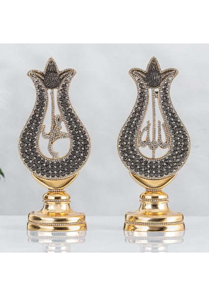 Lale Allah Muhammed Lafızlı Esmaül Hüsnalı - Altın Renk - Ebat : 15 x 34 Cm. BIBLOYC511
