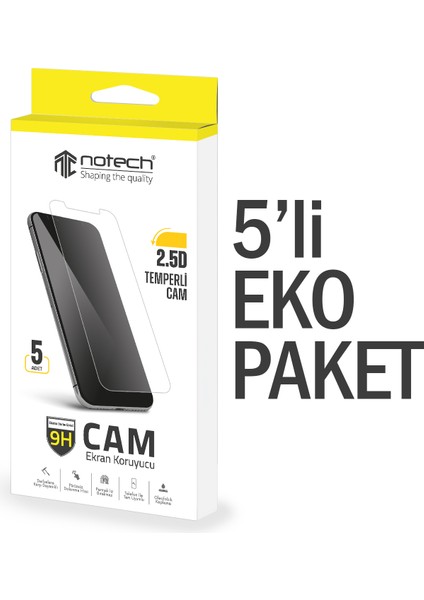 iPhone 11 Pro Temperli Cam Ekran Koruyucu 5li Eko Paket Şeffaf