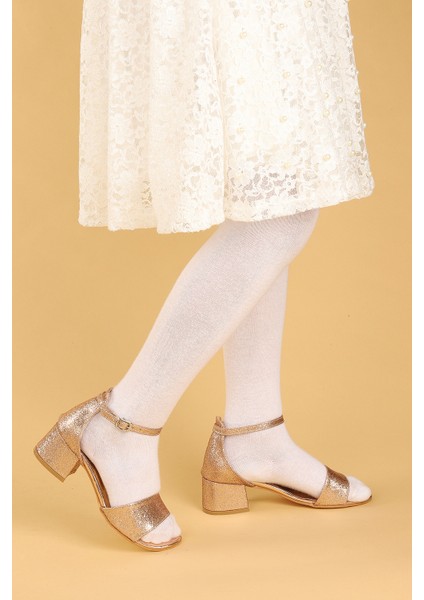 Kiko 769 Kum Simli Günlük Kız Çocuk 3 cm Topuk Sandalet Ayakkabı Bakır modelleri