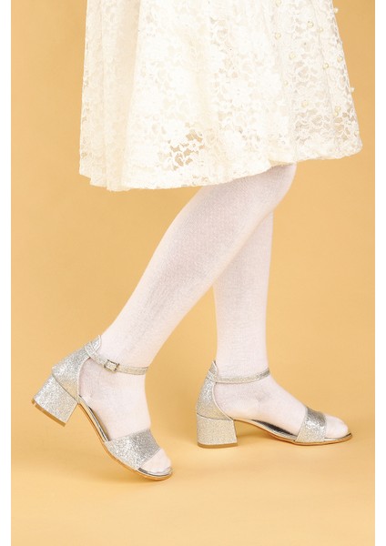 Kiko 769 Kum Simli Günlük Kız Çocuk 3 cm Topuk Sandalet Ayakkabı Gümüş modelleri