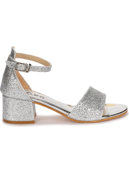 Kiko 769 Kum Simli Günlük Kız Çocuk 3 cm Topuk Sandalet Ayakkabı Gümüş fırsatları