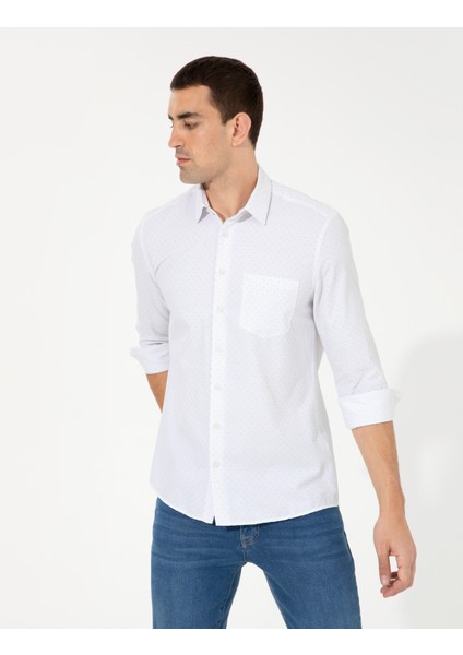 Erkek Beyaz Regular Fit Uzun Kollu Gömlek 50252490-VR013 fiyatları