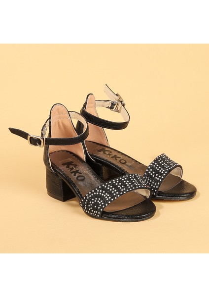 Kiko 765 Çatlak Günlük Kız Çocuk 3 cm Topuk Sandalet Ayakkabı Siyah modelleri