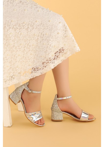 Kiko 768 Ayna Çam Günlük Kız Çocuk 3 cm Topuk Sandalet Ayakkabı Gümüş fiyatları