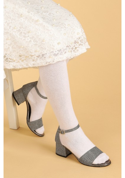 Kiko 769 Çupra Günlük Kız Çocuk 3 cm Topuk Sandalet Ayakkabı Platin