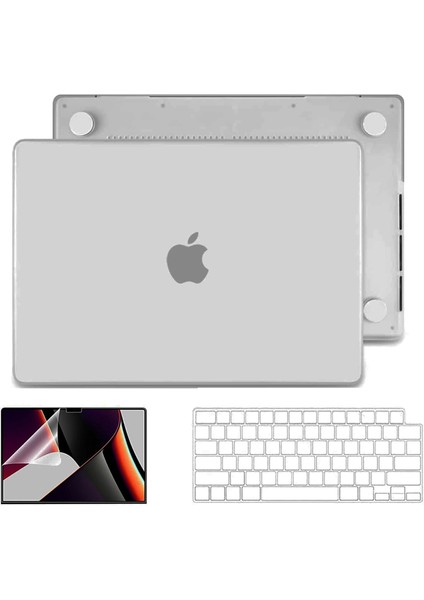 Apple MacBook Pro 2021 M1 14.2 Inc A2442 Uyumlu Mat Alt Üst Kılıf + Klavye Kılıfı + Film