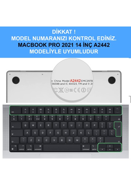 Apple MacBook Pro 2021 M1 14.2 Inc A2442 Uyumlu Mat Alt Üst Kılıf + Klavye Kılıfı + Film