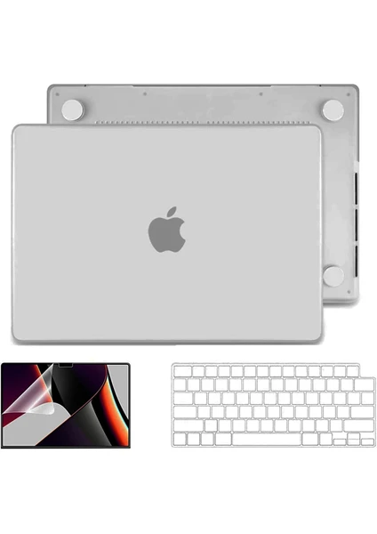 Novstrap Apple MacBook Pro 2021 M1 16.2 Inc A2485 Uyumlu Mat Alt Üst Kılıf + Klavye Kılıfı + Film