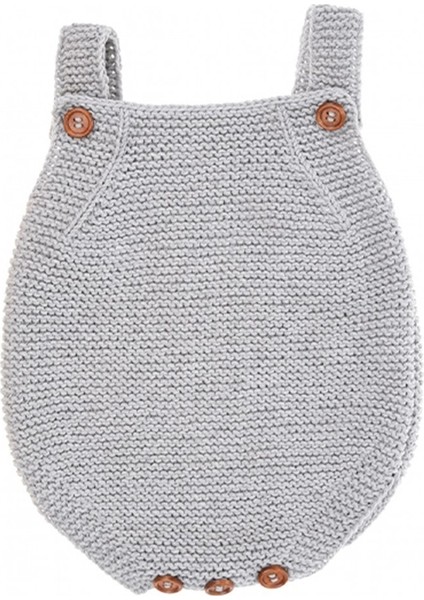 Gri Örgü Bebek Tulumu