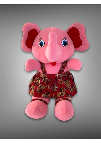 Fil Elbiseli Karakter Figür Peluş Oyuncak Pembe 50X35 cm Oyun ve Uyku Arkadaşı