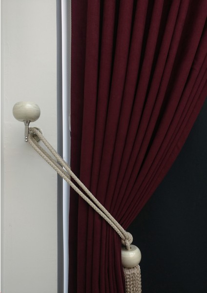 Bordo Petek Kadife Dokulu Fon Perde, 1/2 Seyrek Pile, 150 x 270 cm modelleri