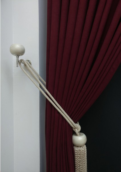 Bordo Petek Kadife Dokulu Fon Perde, 1/2 Seyrek Pile, 50 x 270 cm fırsatları