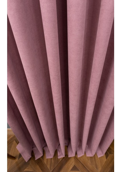 Gül Kurusu Petek Kadife Dokulu Fon Perde, Pilesiz Düz Dikim Ekstrafor Büzgü, 90 x 260 cm fırsatları
