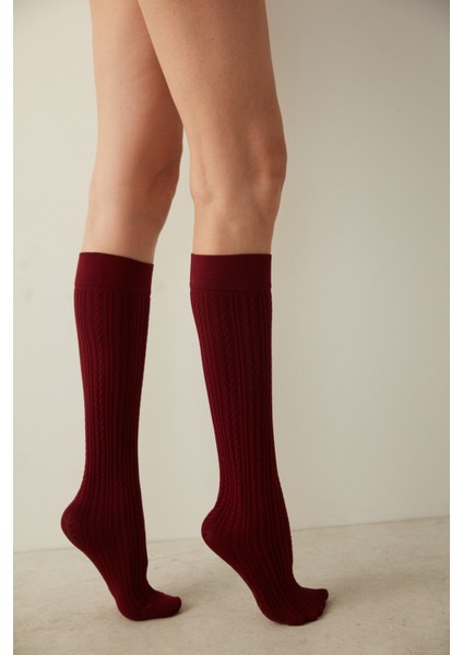 Bordo Knit Pantolon Çorabı-Pentilicious