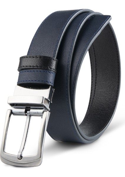 Luxery 3.5 cm Çift Taraflı Siyah&lacivert Deri Erkek Kemer (7036) fiyatları