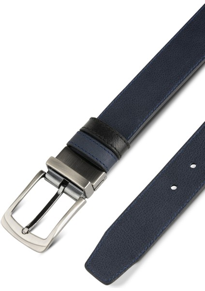Luxery 3.5 cm Çift Taraflı Siyah&lacivert Deri Erkek Kemer (7036) fırsatları