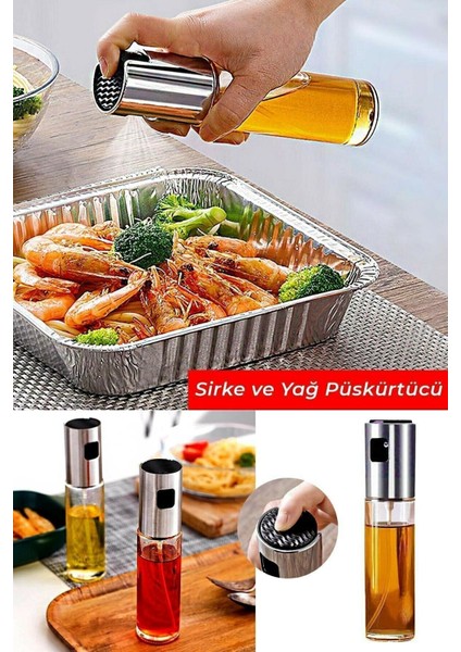 Cam Yağ Limon Sirke Sos Spreyi Şişesi Püskürtücü Yağdanlık 100 ml