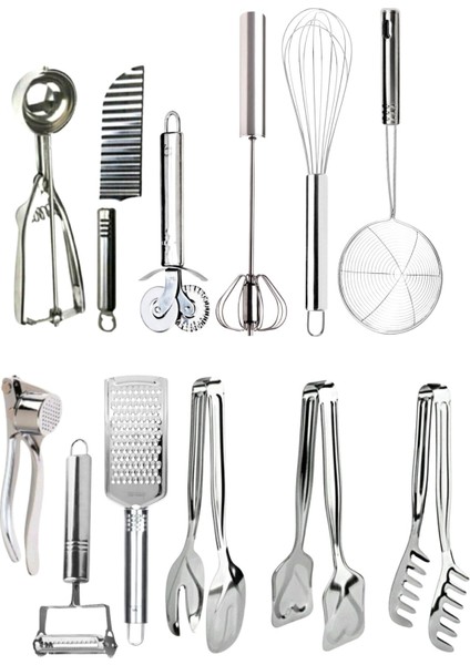 12 Adet Pratik Mutfak Hazırlık Servis Seti Mutfak Seti Maşa Seti