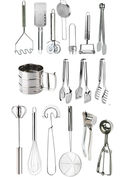 17 Parça Mutfak Için Her Şey; Mutfak Hazırlık Servis Maşa Pratik Mutfak Aletleri Çeyiz Set
