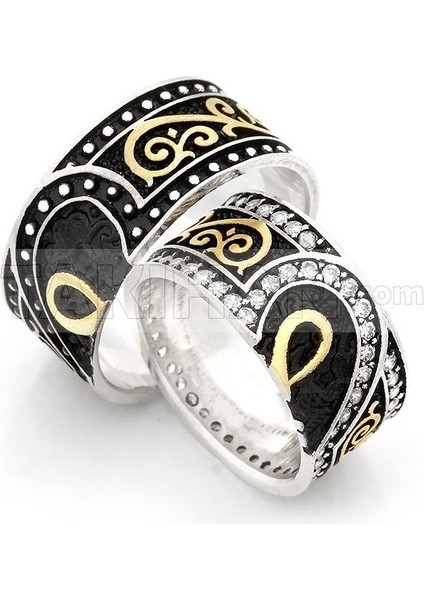 925 Ayar Gümüş Zirkon Taşlı Sonsuzluk Model Çift Alyans fiyatları