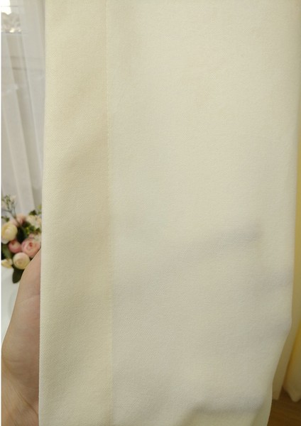 Krem Petek Kadife Dokulu Fon Perde, 1/2 Seyrek Pile, 50 x 270 cm