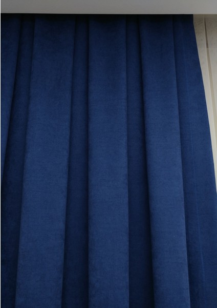 Lacivert Petek Kadife Dokulu Fon Perde, 1/2 Seyrek Pile, 60 x 240 cm modelleri