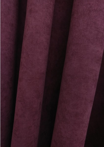Mürdüm Petek Kadife Dokulu Fon Perde, 1/3 Sık Pile, 50 x 270 cm