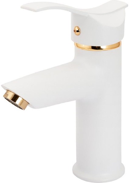 Kaliteli Beyaz Gold Renk Lüx Sabit Gövde Banyo Lavabo Musluğu Bataryası