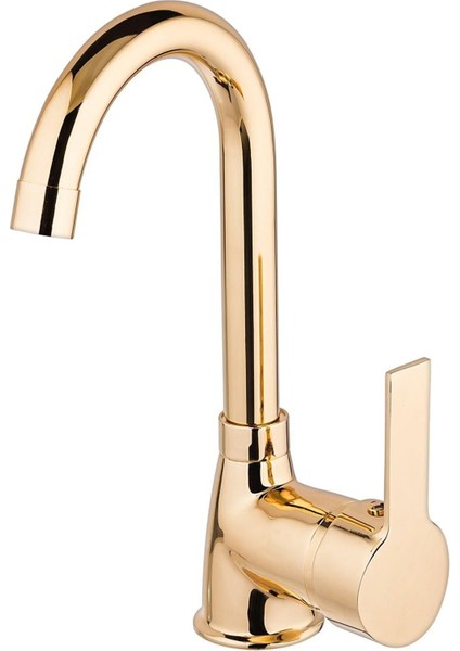 Kaliteli Gold Renk Lüx Gövde Banyo Lavabo Musluğu Bataryası