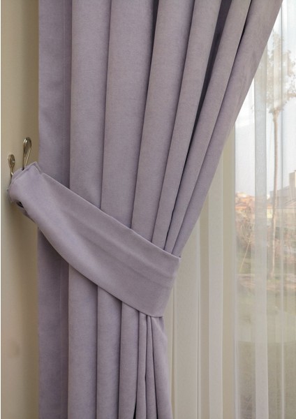 Lila Petek Kadife Dokulu Fon Perde, 1/2.5 Normal Pile, 60 x 240 cm fiyatları