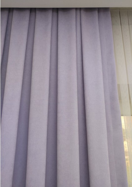 Lila Petek Kadife Dokulu Fon Perde, 1/2.5 Normal Pile, 50 x 260 cm
