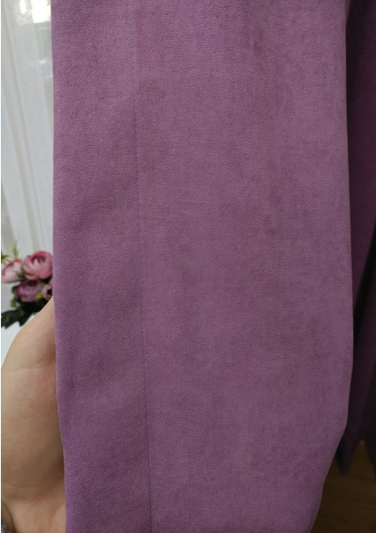 Lila Petek Kadife Dokulu Fon Perde, 1/2.5 Normal Pile, 50 x 260 cm