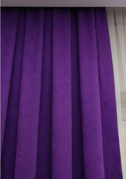 Mor Petek Kadife Dokulu Fon Perde, 1/2 Seyrek Pile, 60 x 240 cm fırsatları