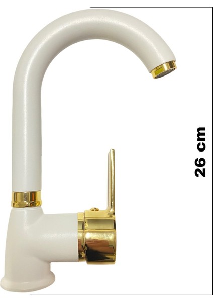 Beyaz Gold Lüx Banyo Lavabo Bataryası Musluğu Sıcak Soğuk Giriş Kaliteli Statik Toz Kaplamalı fiyatları