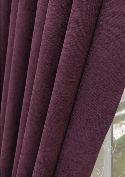 Mürdüm Petek Kadife Dokulu Fon Perde, 1/2 Seyrek Pile, 60 x 240 cm fiyatları
