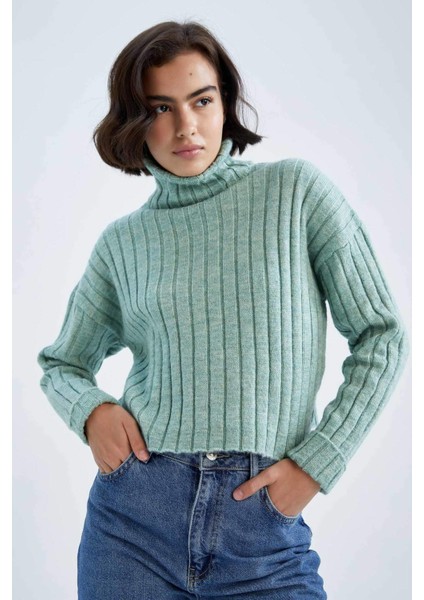 Oversize Fit Oversize Fit Ekstra Yumuşak Crop Kazak L0986AZ22WN