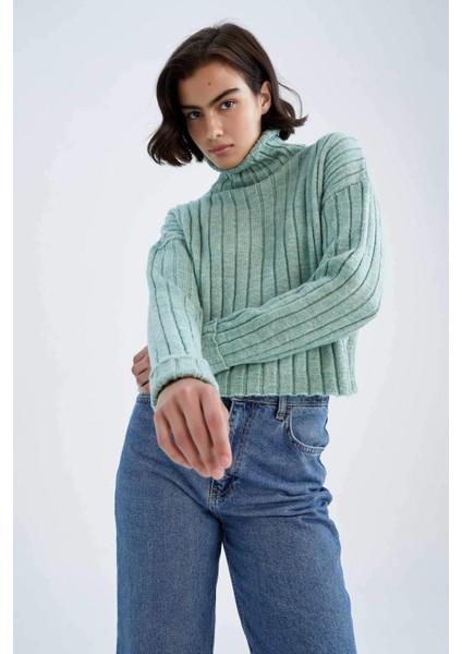Oversize Fit Oversize Fit Ekstra Yumuşak Crop Kazak L0986AZ22WN
