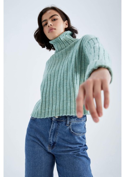 Oversize Fit Oversize Fit Ekstra Yumuşak Crop Kazak L0986AZ22WN