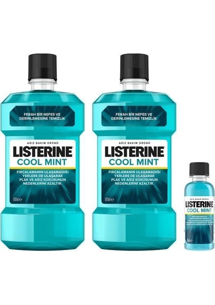 Mouthwash-Coolmınt 500 ml x 2 Adet + Listerine Mouthwash-Coolmınt 95 ml fiyatları