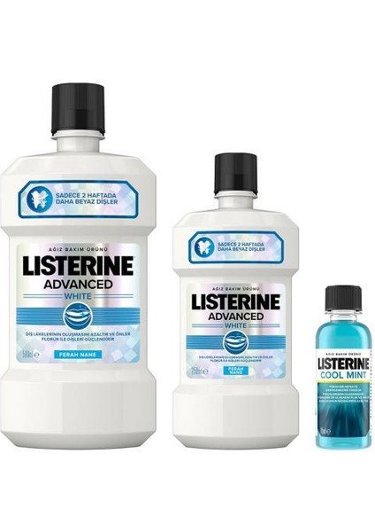 Advanced White 500 ml & 250 ml Advanced White + Listerine Mouthwash-Coolmınt 95 ml