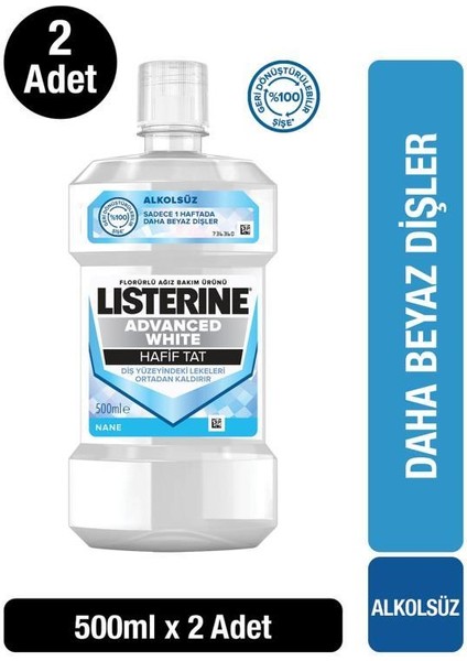 Advanced White Hafif Tat Alkolsüz Ağız Bakım Suyu 500 Ml x2