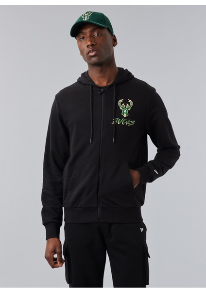 Kapüşon Yaka Siyah Erkek Sweatshirt 60284687NBA Scrıpt Fz Mılbuc Blkmp