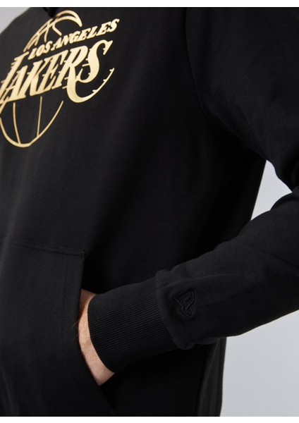 Kapüşon Yaka Siyah Erkek Sweatshirt 60284705NBA Foil Print Hoody Loslak modelleri