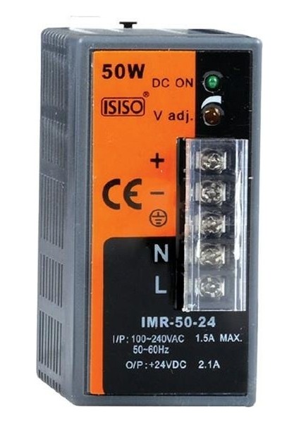 Imr-50-24 - 50W 24VDC 2.1A Ray Montajlı Kapalı Tip Mini Güç Kaynağı