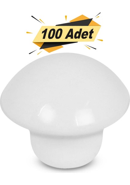 Mantar Düğme Kulp Çekmece Dolap Kapak Kulpu Kulbu Beyaz (100 Adet)