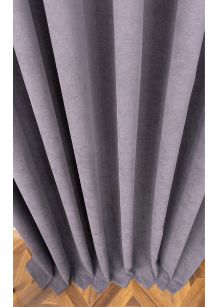 Evdepo Home Taç Koyu Gri Petek Kadife Dokulu Fon Perde, Pilesiz Düz Dikim Ekstrafor Büzgü, 60 x 250 cm