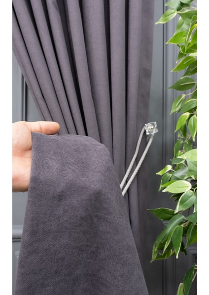 Evdepo Home Taç Koyu Gri Petek Kadife Dokulu Fon Perde, Pilesiz Düz Dikim Ekstrafor Büzgü, 60 x 250 cm fiyatları