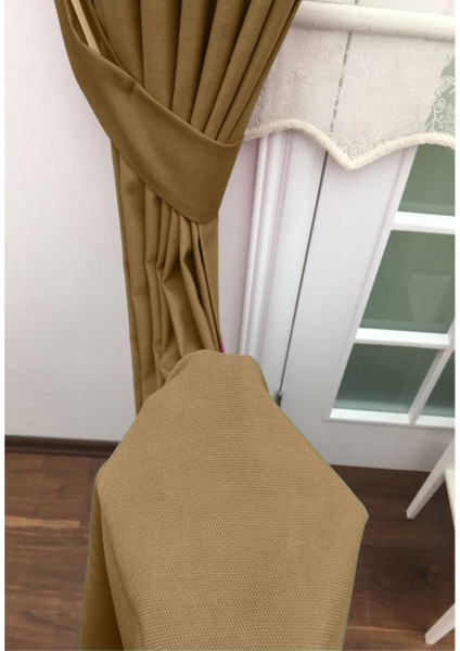 Taç Deve Tüyü Petek Kadife Dokulu Fon Perde, Pilesiz Düz Dikim Ekstrafor Büzgü, 50 x 250 cm fırsatları