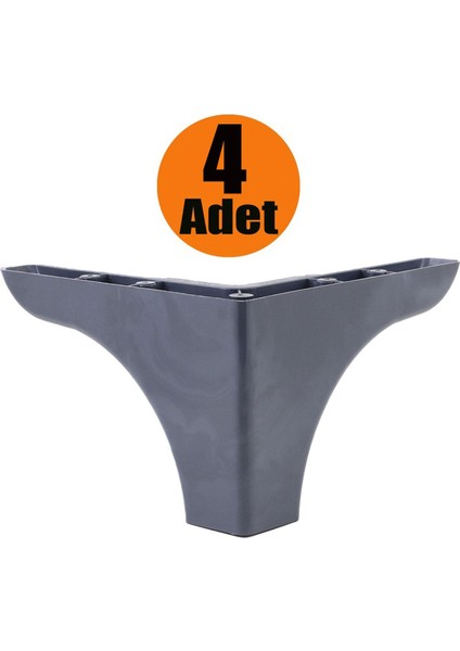 Mobilya Kanepe Sehpa Puf Koltuk Ayağı 10 Cm Antrasit Baza Ayak (4 Adet)